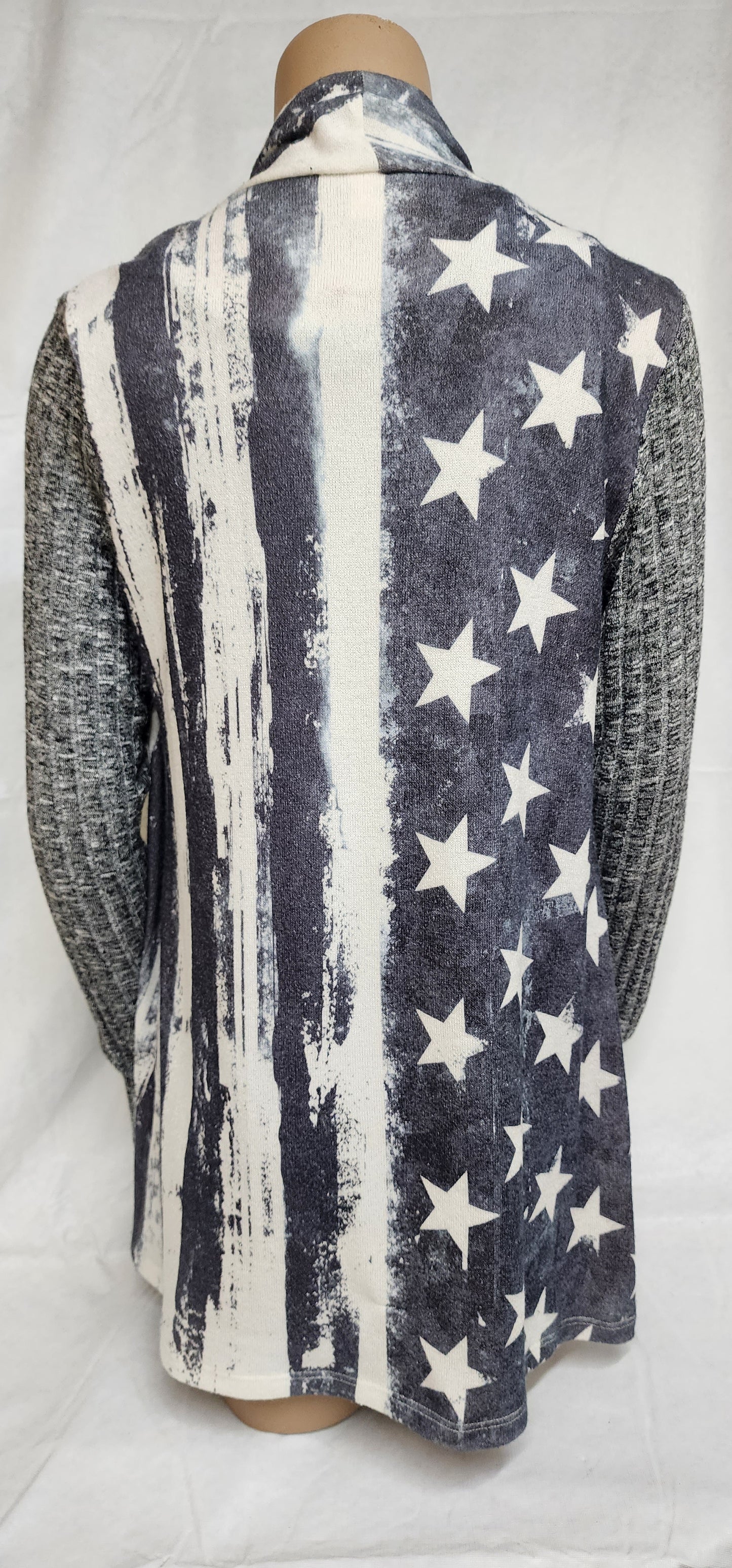 VOCAL Stars and Stripes Crunch Drape Front Sweater Cardigan