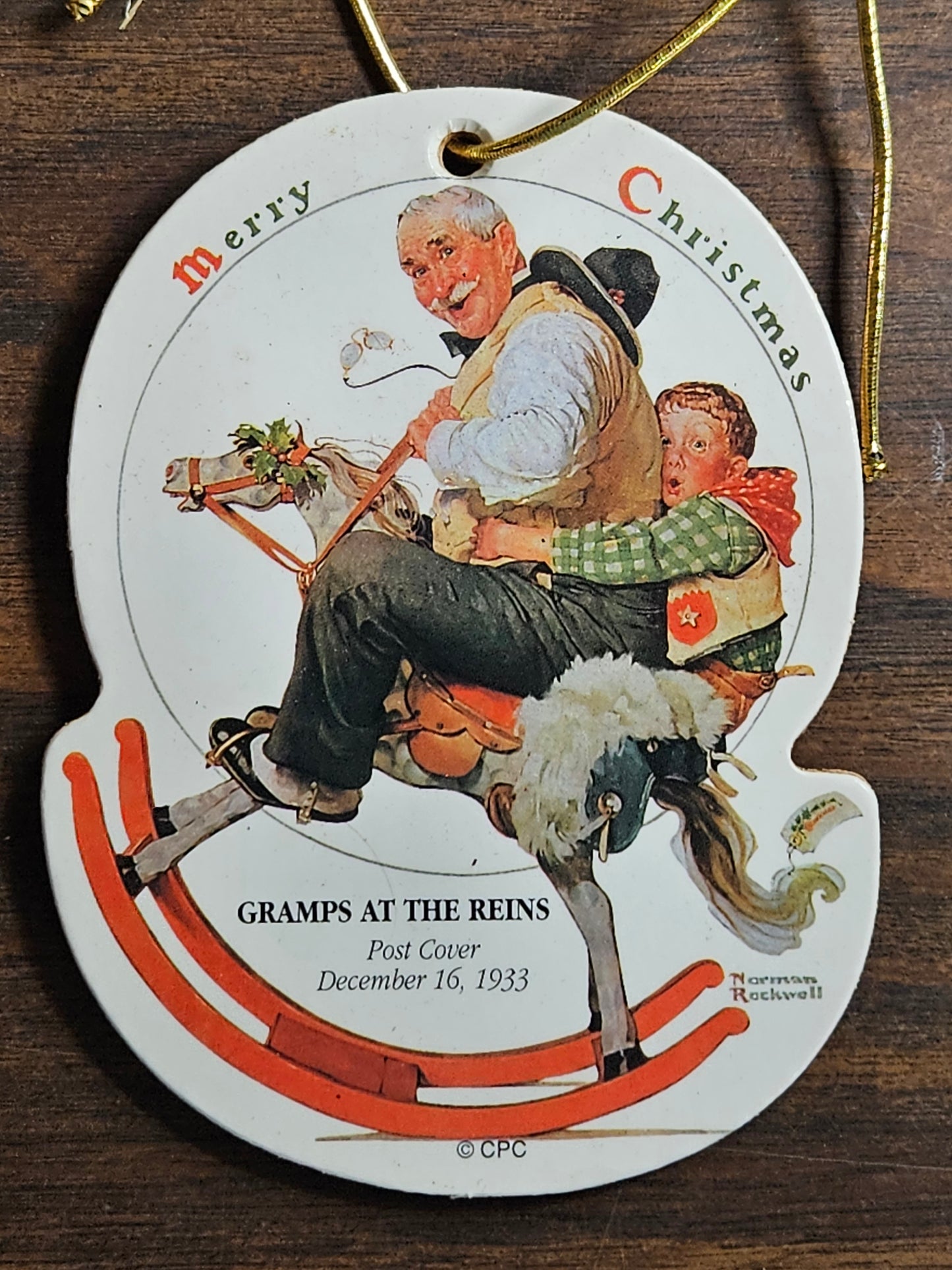 Norman Rockwell Saturday Evening Post Cover Wooden Holiday Ornaments Set of 3