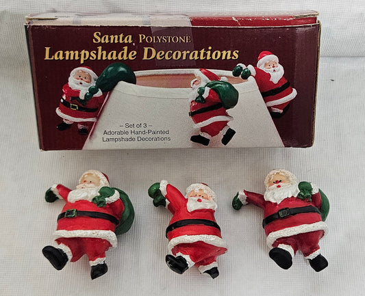 Santa Polystone Lampshade Decorations - Set of 3