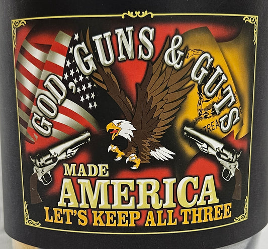 Queen Size Blanket - GOD, GUNS & GUTS MADE AMERICA LET'S KEEP ALL THREE