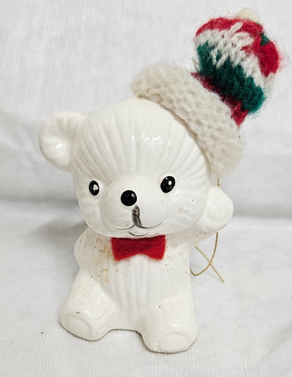 VINTAGE Porcelain Snow Bear Ornaments Set of 4