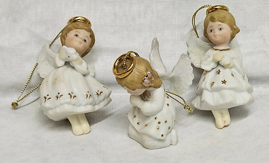 VINTAGE Christmas Angel Ornaments - Set of 3