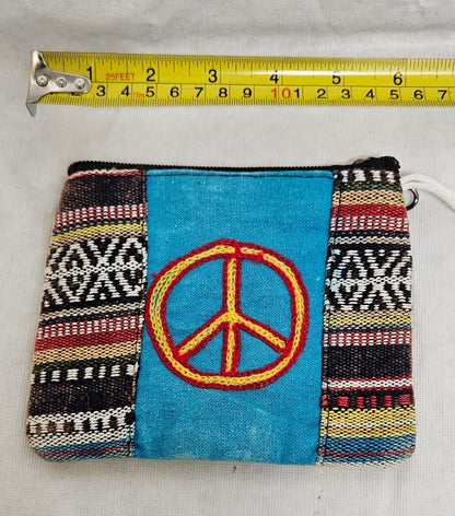 Wallet with a Peace Sign - Cotton Coin Bag