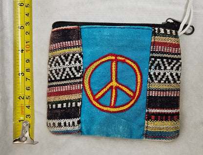 Wallet with a Peace Sign - Cotton Coin Bag