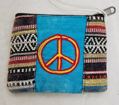 Wallet with a Peace Sign - Cotton Coin Bag