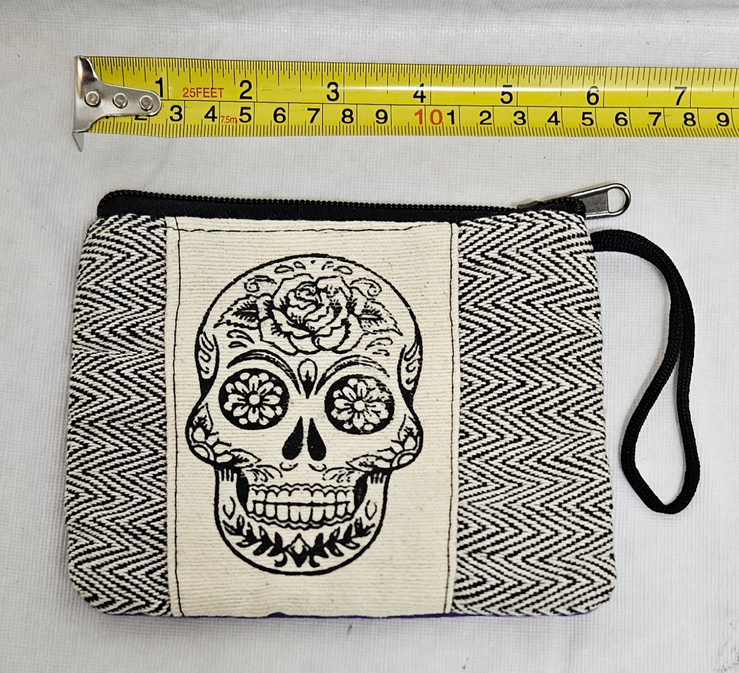 Cotton Wallet Coin Bag with a Skull on it