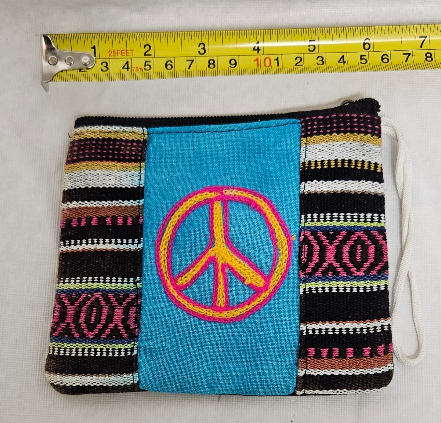 Cotton Coin Bag/Wallet with a Peace Sign