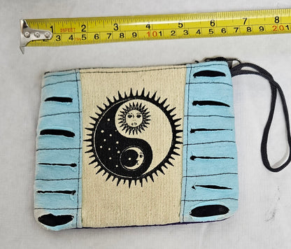 Cotton Razor Patch Ying Yang Sun Moon Coin Bag