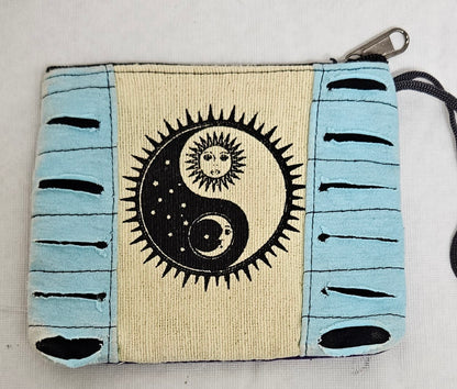 Cotton Razor Patch Ying Yang Sun Moon Coin Bag