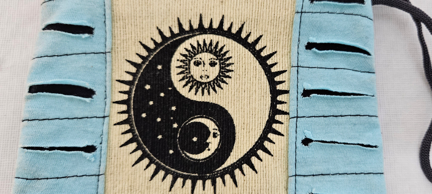 Cotton Razor Patch Ying Yang Sun Moon Coin Bag