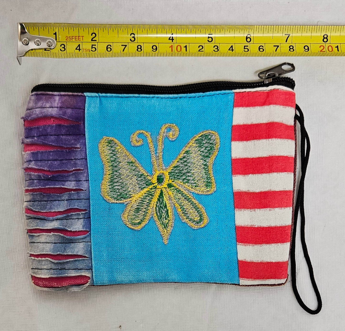 Cotton Wallet Coin Purse with Butterfly on Front