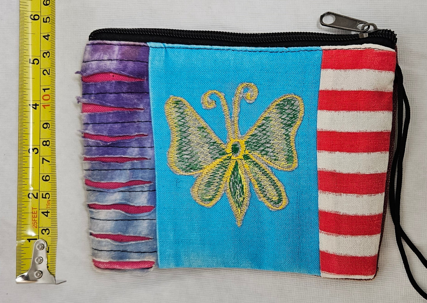 Cotton Wallet Coin Purse with Butterfly on Front