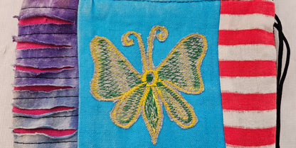 Cotton Wallet Coin Purse with Butterfly on Front