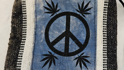 Cotton Patch Leaf Coin Bag Wallet with Peace Sign