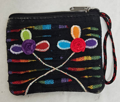 Cotton Coin Purse Bag Wallet with Flowers