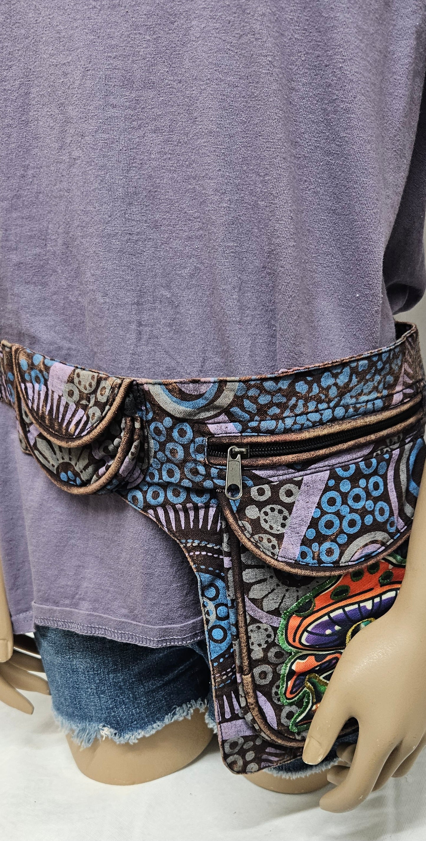 Cotton Embroidered Mushroom Adjustable Fanny Pack