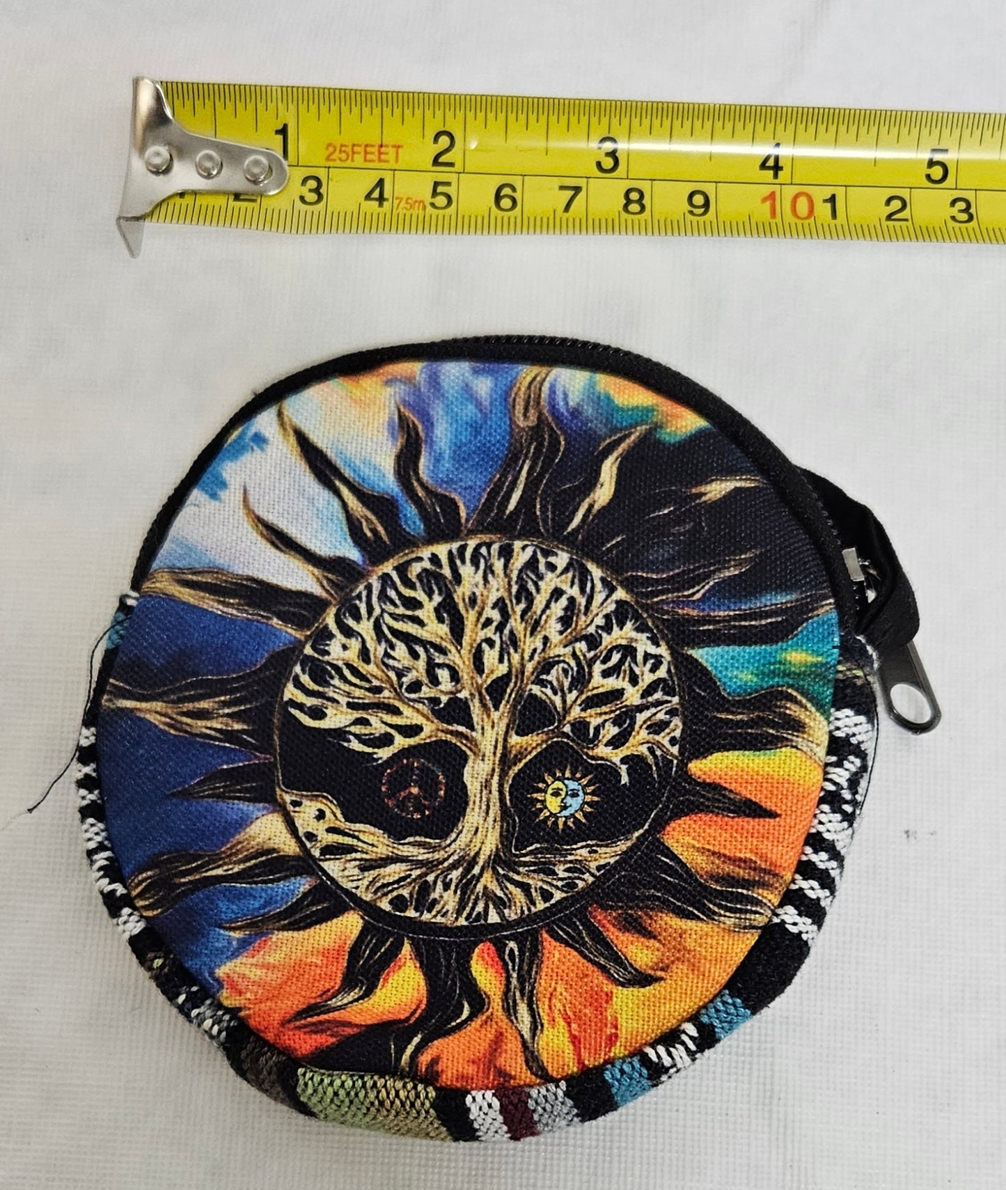 Cotton Himalayan Hemp Wallet Patchwork Universe Peace - Sun moon -Tree of life Coin Purse Bag