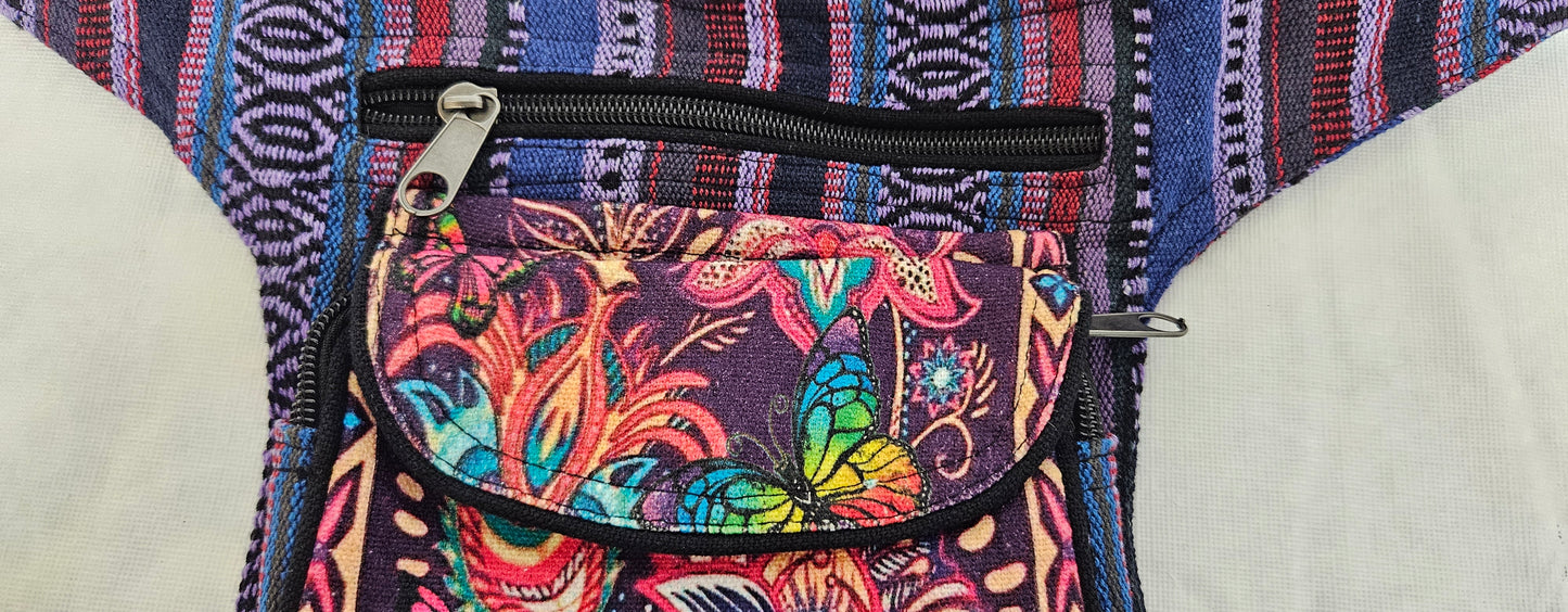 Cotton Butterfly and Flowers Fanny Pack