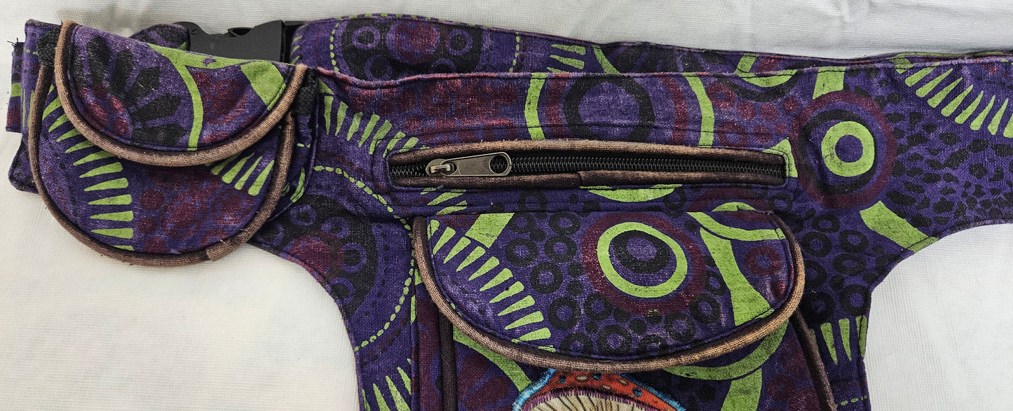 Cotton Embroidered Psychedelic Mushroom Fanny Pack