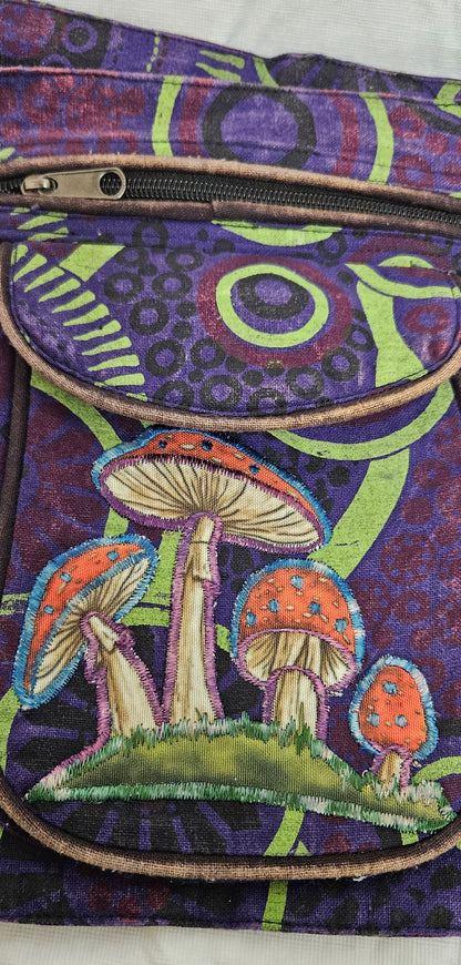 Cotton Embroidered Psychedelic Mushroom Fanny Pack