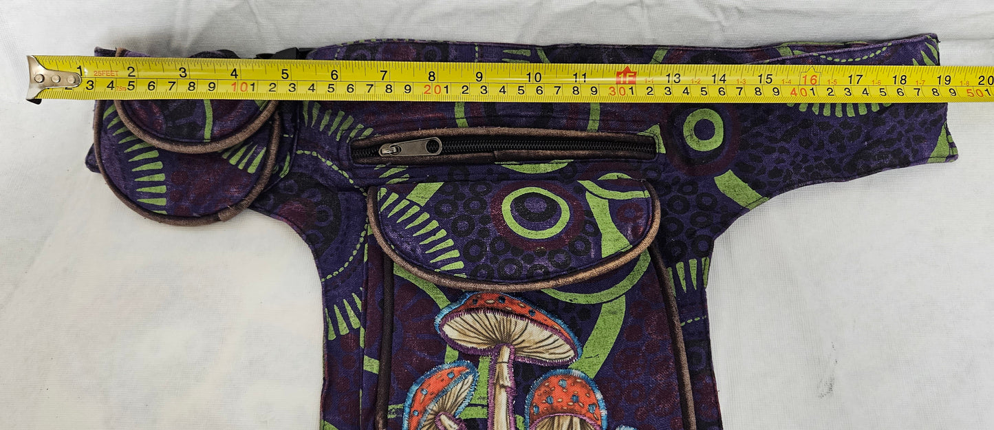 Cotton Embroidered Psychedelic Mushroom Fanny Pack