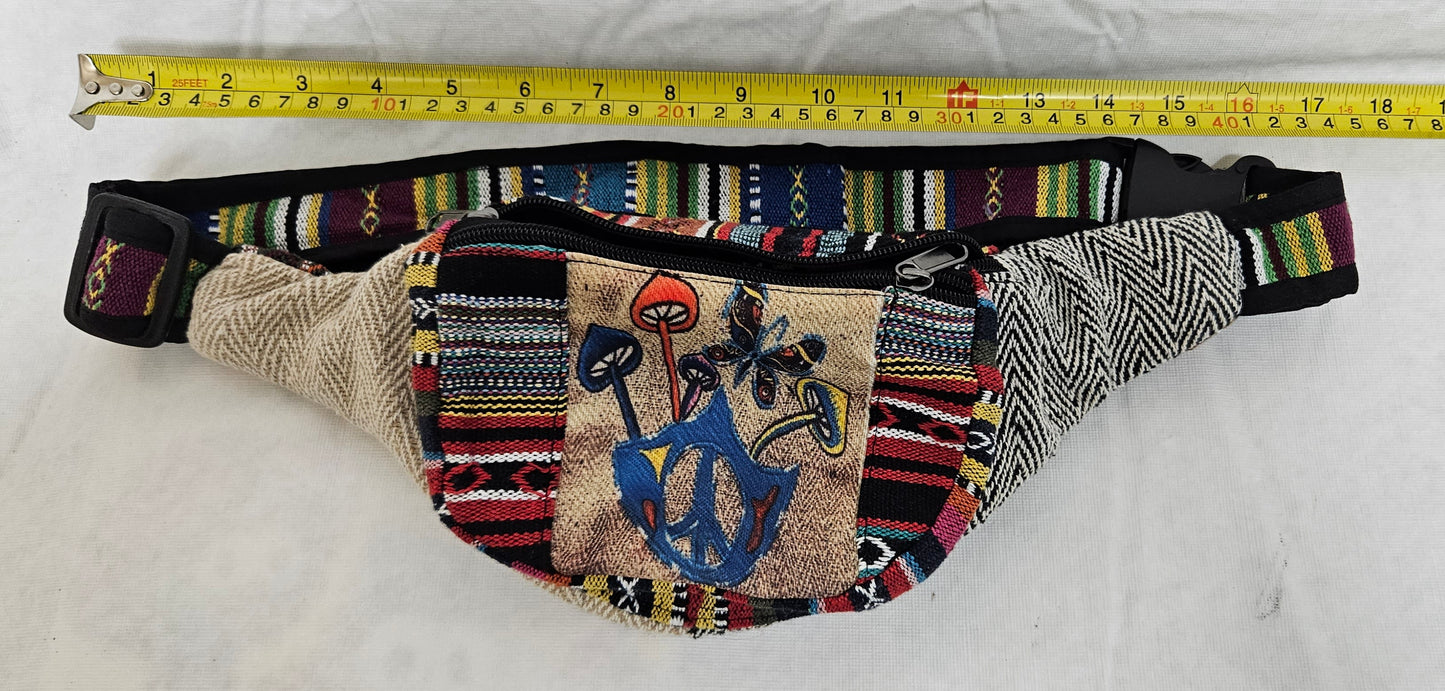 Cotton Hemp Peace Butterfly's Mushroom Fanny Pack