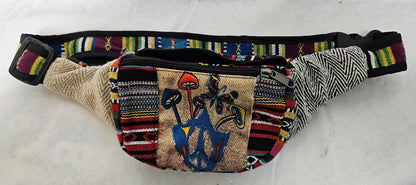 Cotton Hemp Peace Butterfly's Mushroom Fanny Pack