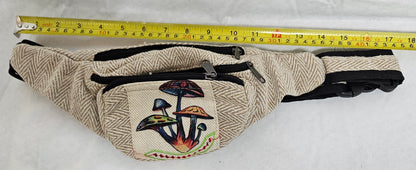 Cotton Himalayan Hemp Fanny Pack with Mushrooms on Front