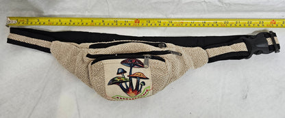 Cotton Himalayan Hemp Fanny Pack with Mushrooms on Front