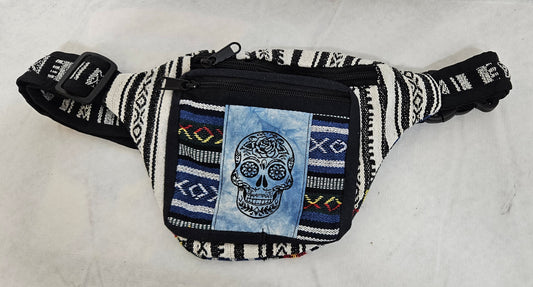 Cotton Himalayan Hemp Fanny Pack with Skull on Front