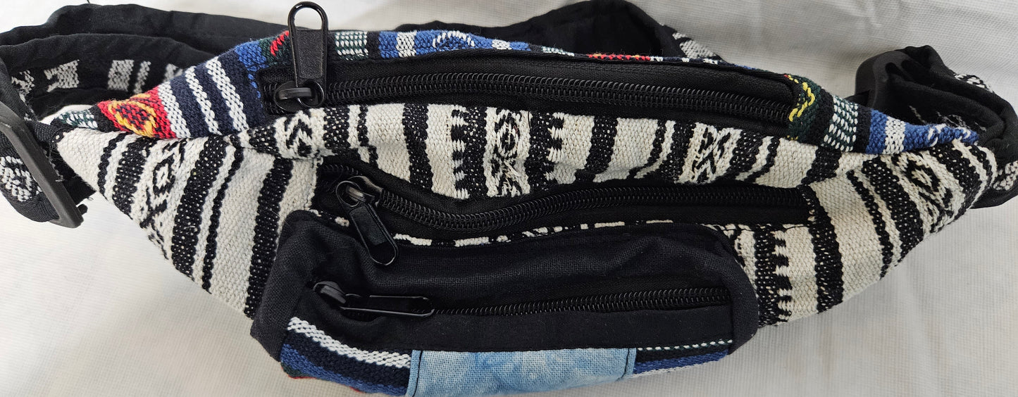 Cotton Himalayan Hemp Fanny Pack with Skull on Front