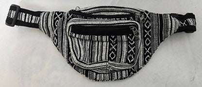 Black & White Cotton Himalayan Hemp Fanny pack