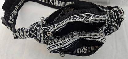 Black & White Cotton Himalayan Hemp Fanny pack