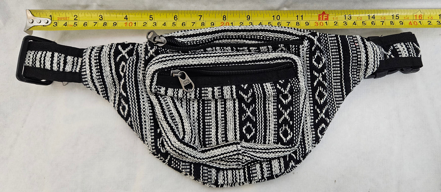 Black & White Cotton Himalayan Hemp Fanny pack