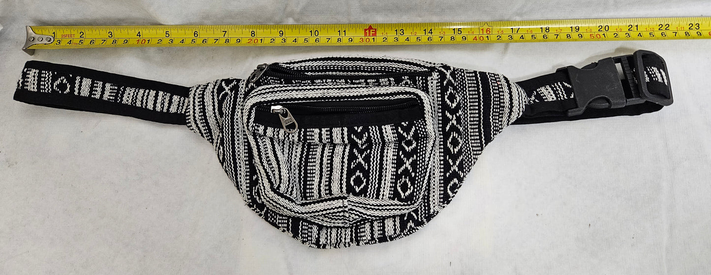 Black & White Cotton Himalayan Hemp Fanny pack