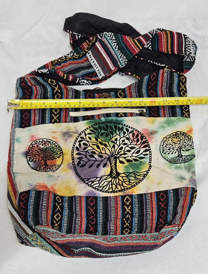 Large Hobo Style Purse/Bag with Three Tree of Life Pattern on the Front