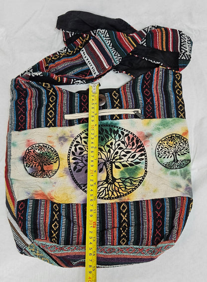 Large Hobo Style Purse/Bag with Three Tree of Life Pattern on the Front