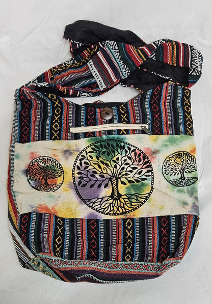 Large Hobo Style Purse/Bag with Three Tree of Life Pattern on the Front