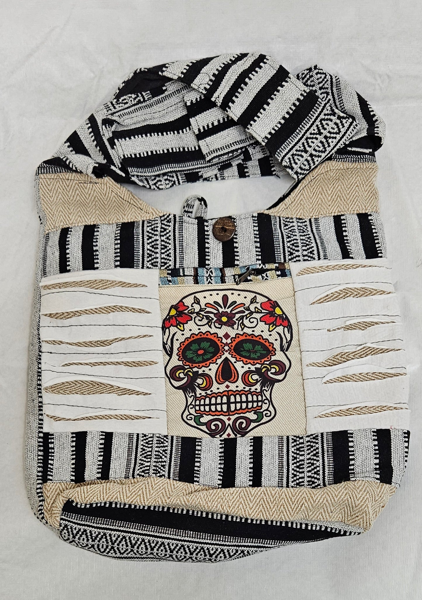 Large Women's Sugar Skull Razor Cut Hobo Purse/Bag