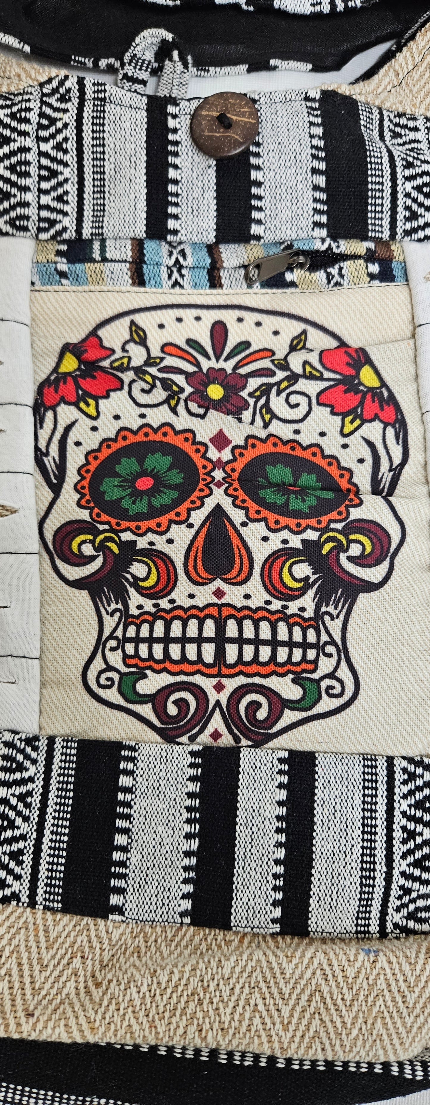 Large Women's Sugar Skull Razor Cut Hobo Purse/Bag