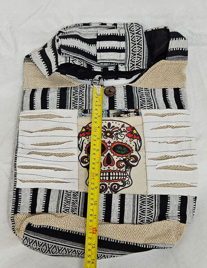 Large Women's Sugar Skull Razor Cut Hobo Purse/Bag