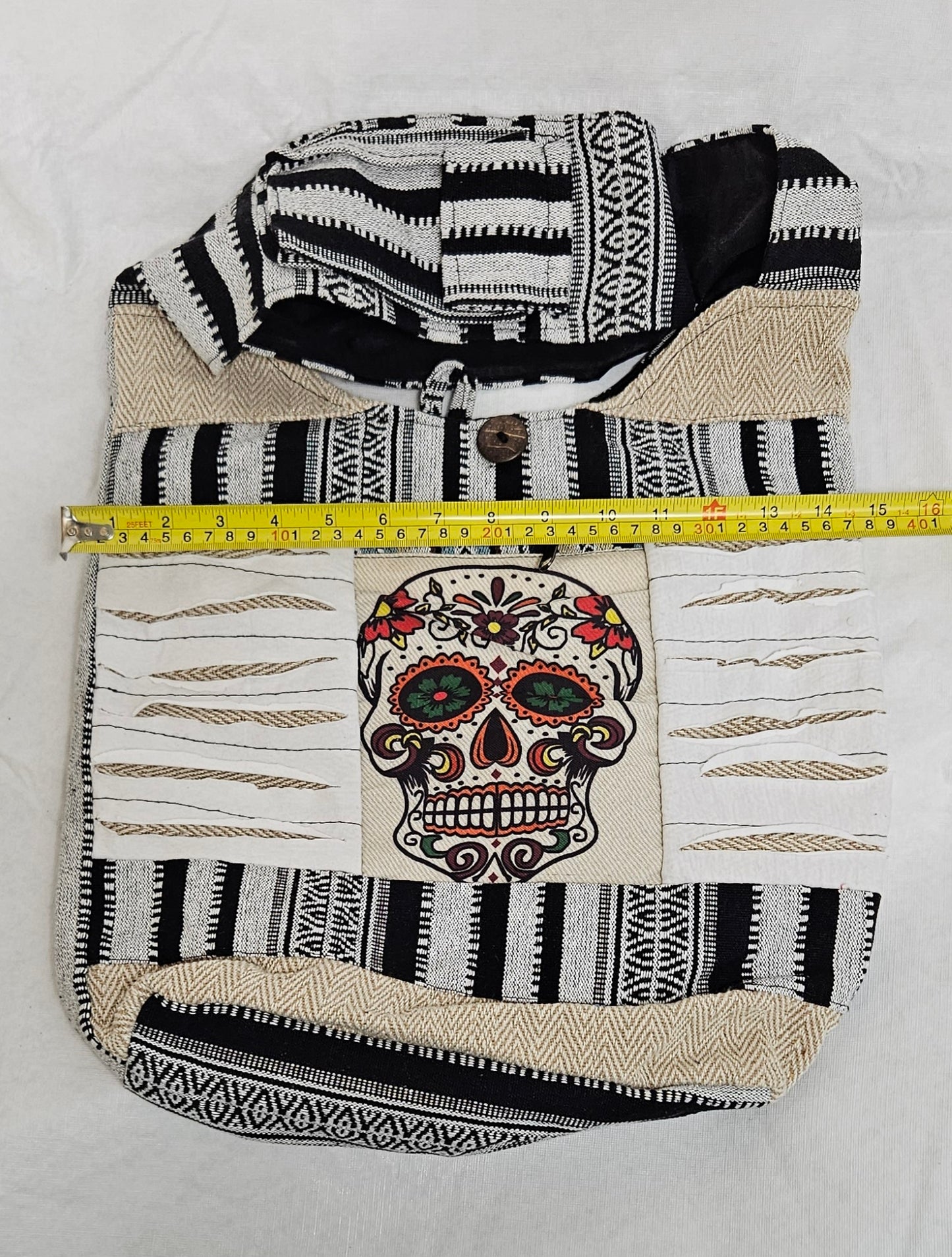 Large Women's Sugar Skull Razor Cut Hobo Purse/Bag