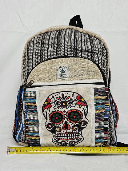 Large Himalayan Hemp Backpack with a Skull on the Front