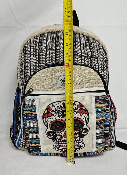 Large Himalayan Hemp Backpack with a Skull on the Front