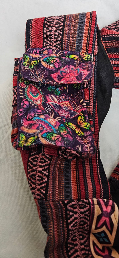 Large Flowers & Butterflys Crossbody Hobo Himalayan Hemp Bag Purse