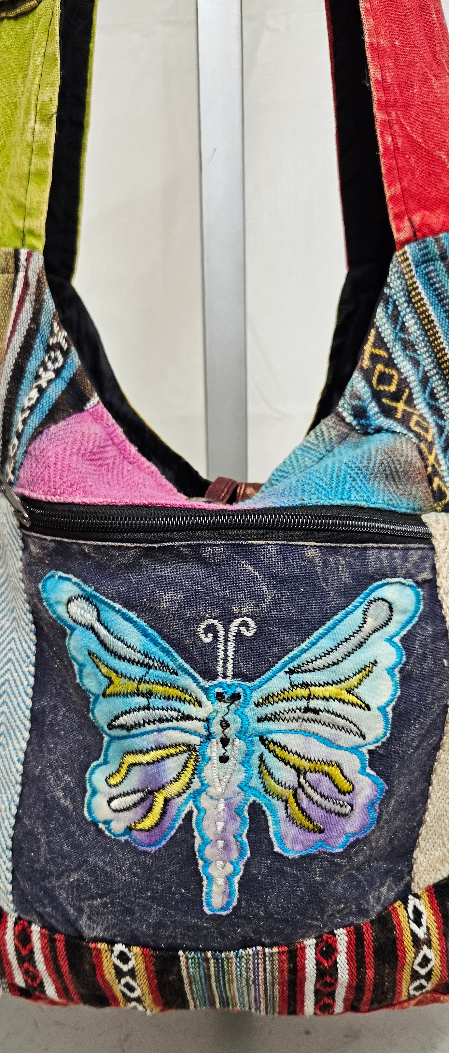 Large Cotton Tie-Dyed Butterfly Himalayan Hemp Hobo Crossbody Bag