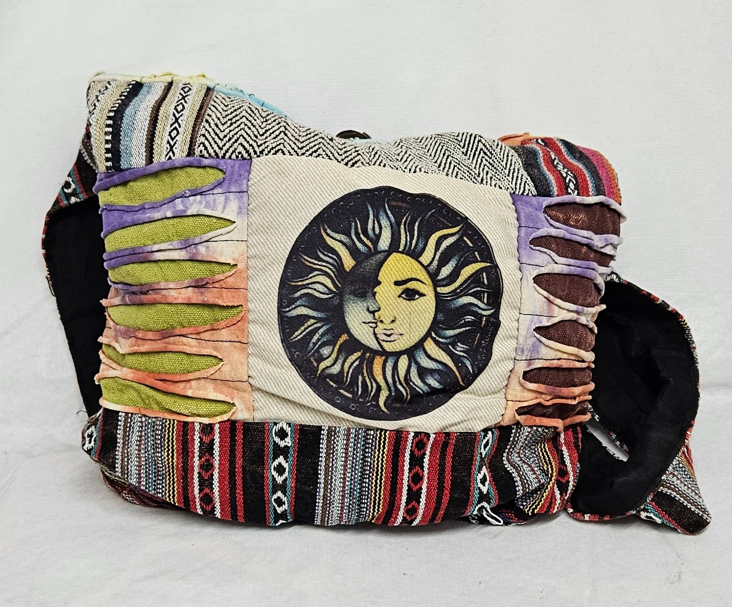 Large Hobo Cotton Purse/Bag with A Digital Print Sun/Face Pic