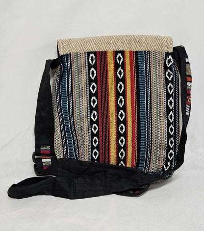 Cotton Purse with a Sun on the Front Flap/A Hemp Bag with an Adjustable Strap